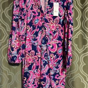 Lilly Pulitzer Pink and Blue Paisley Midi Dress
